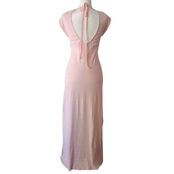 FREE PEOPLE Robin Seamless Bodycon Midi Rose Petal Pink Dress Size M/L Soft Girl - Picture 4 of 13